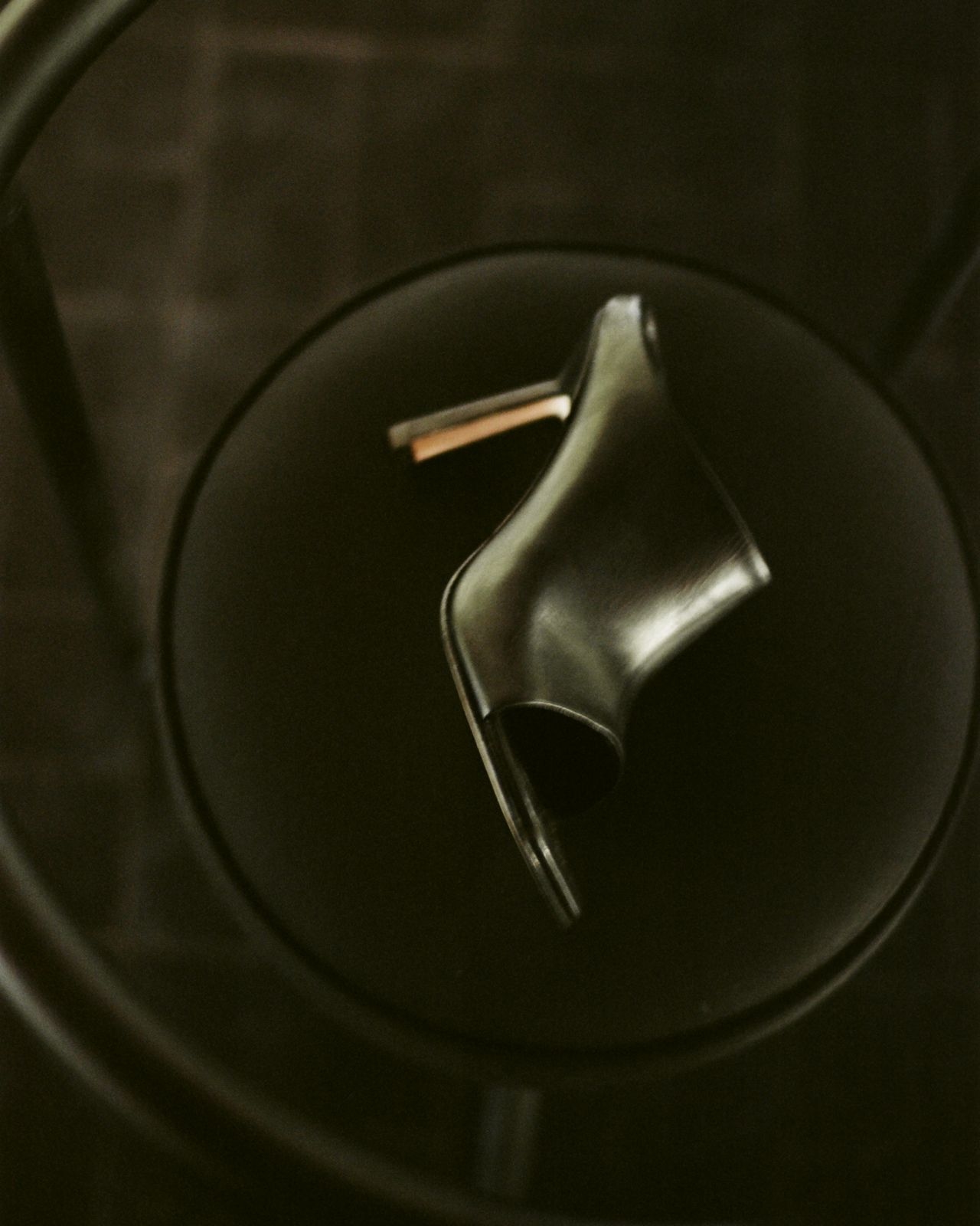 Open square toe mule in leather