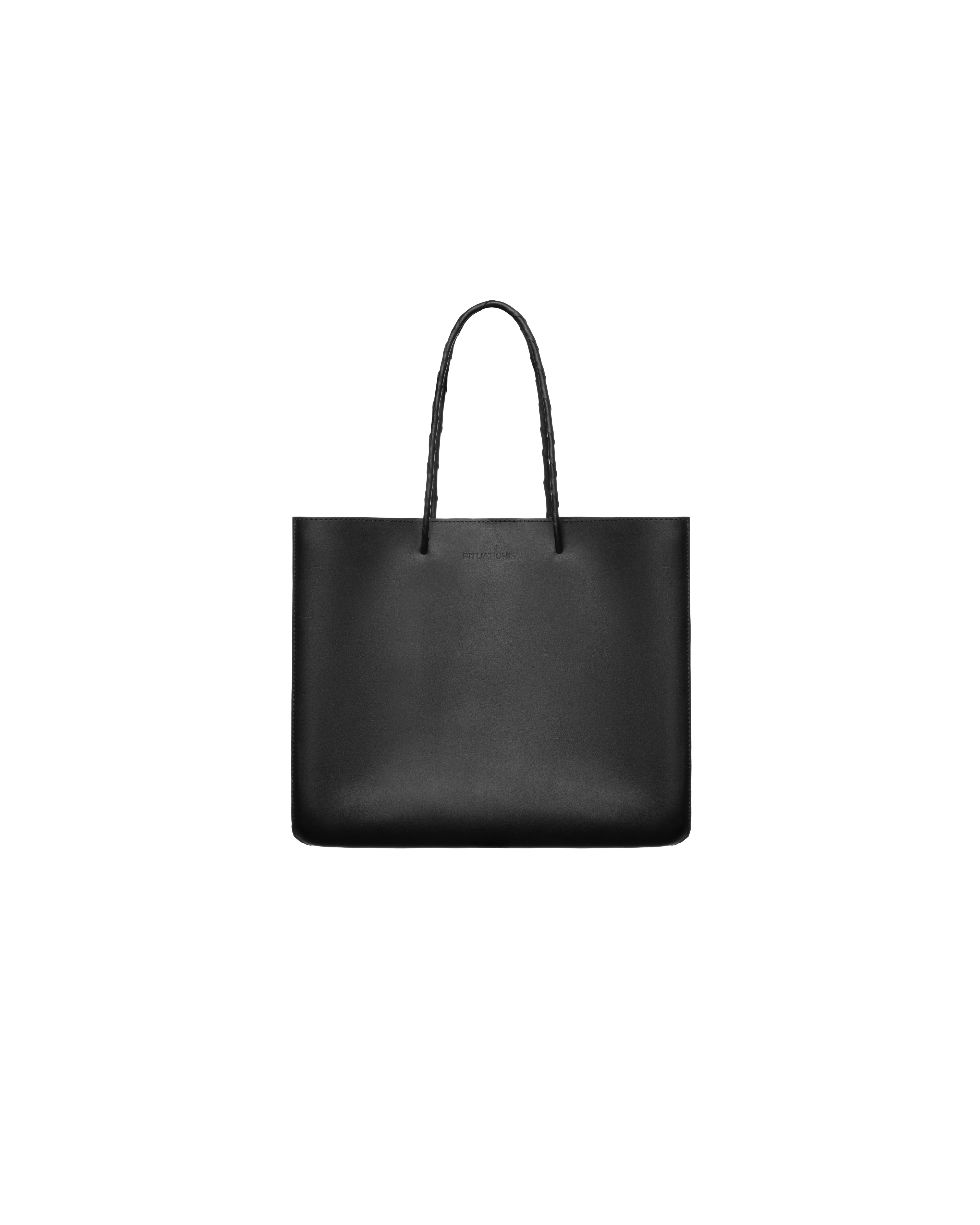 Shopper bag M in black leather
