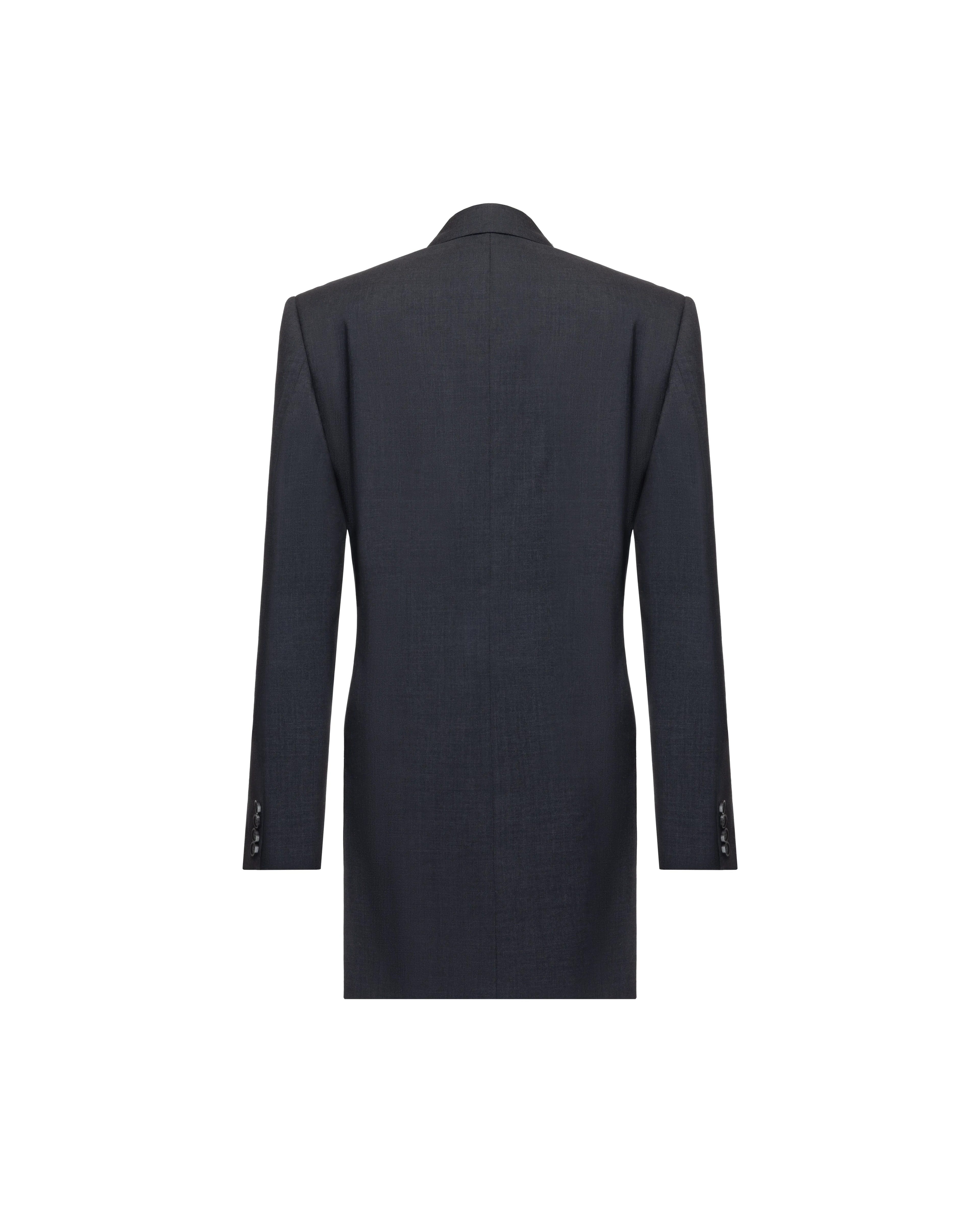 Asymmetric front jacket in wool