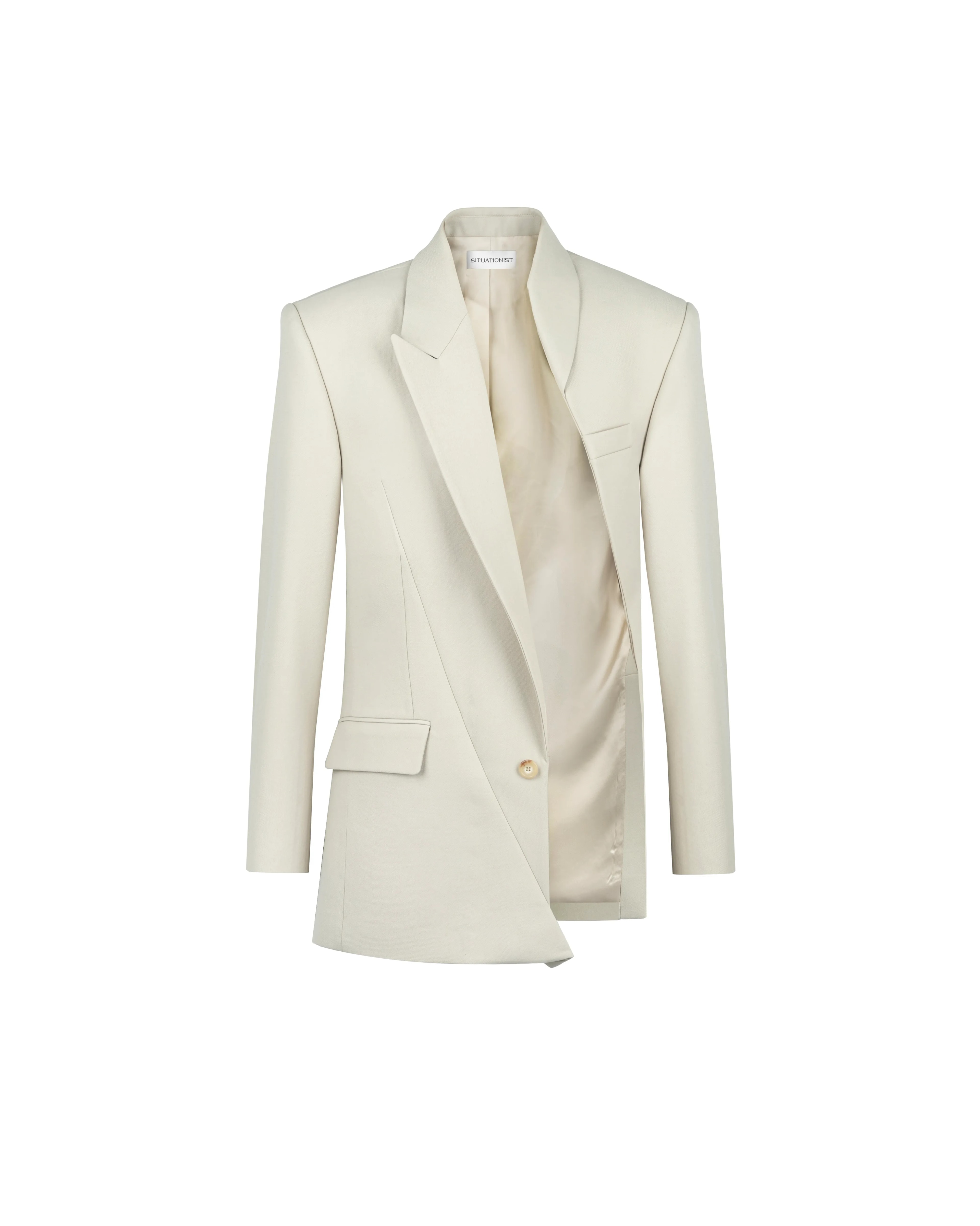 Asymmetric front jacket in wool