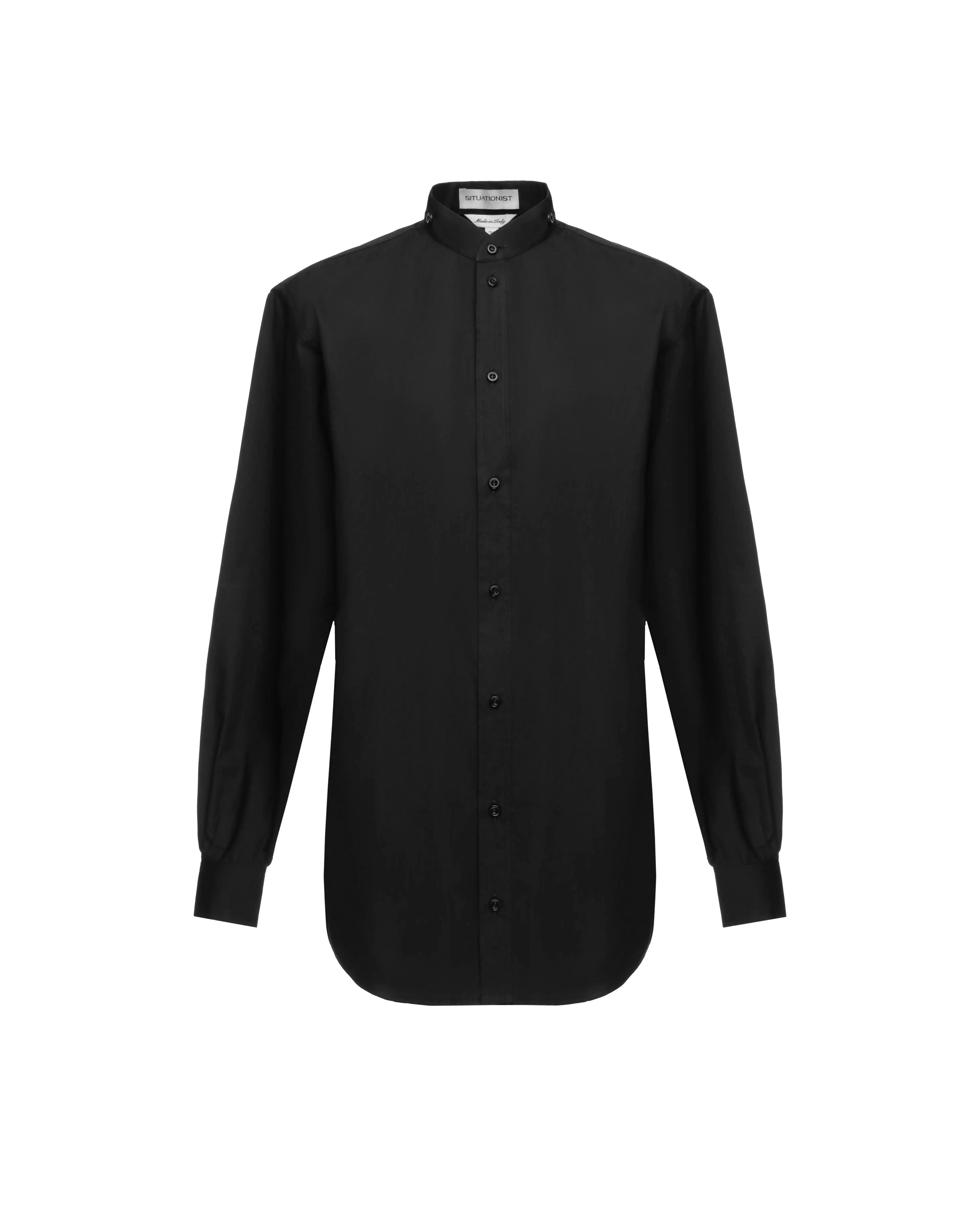 Removable collar shirt in cotton