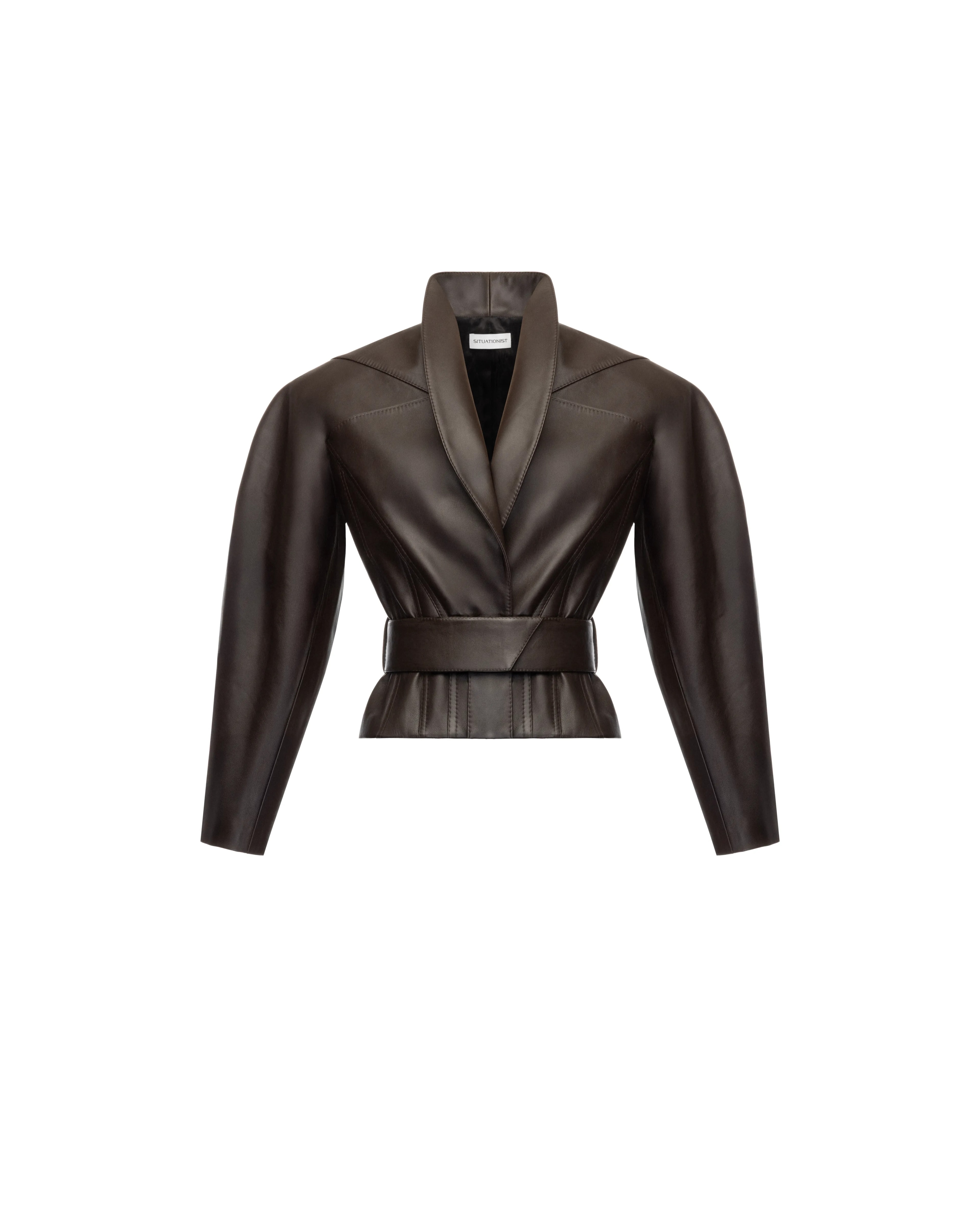 Shawl lapel jacket in leather