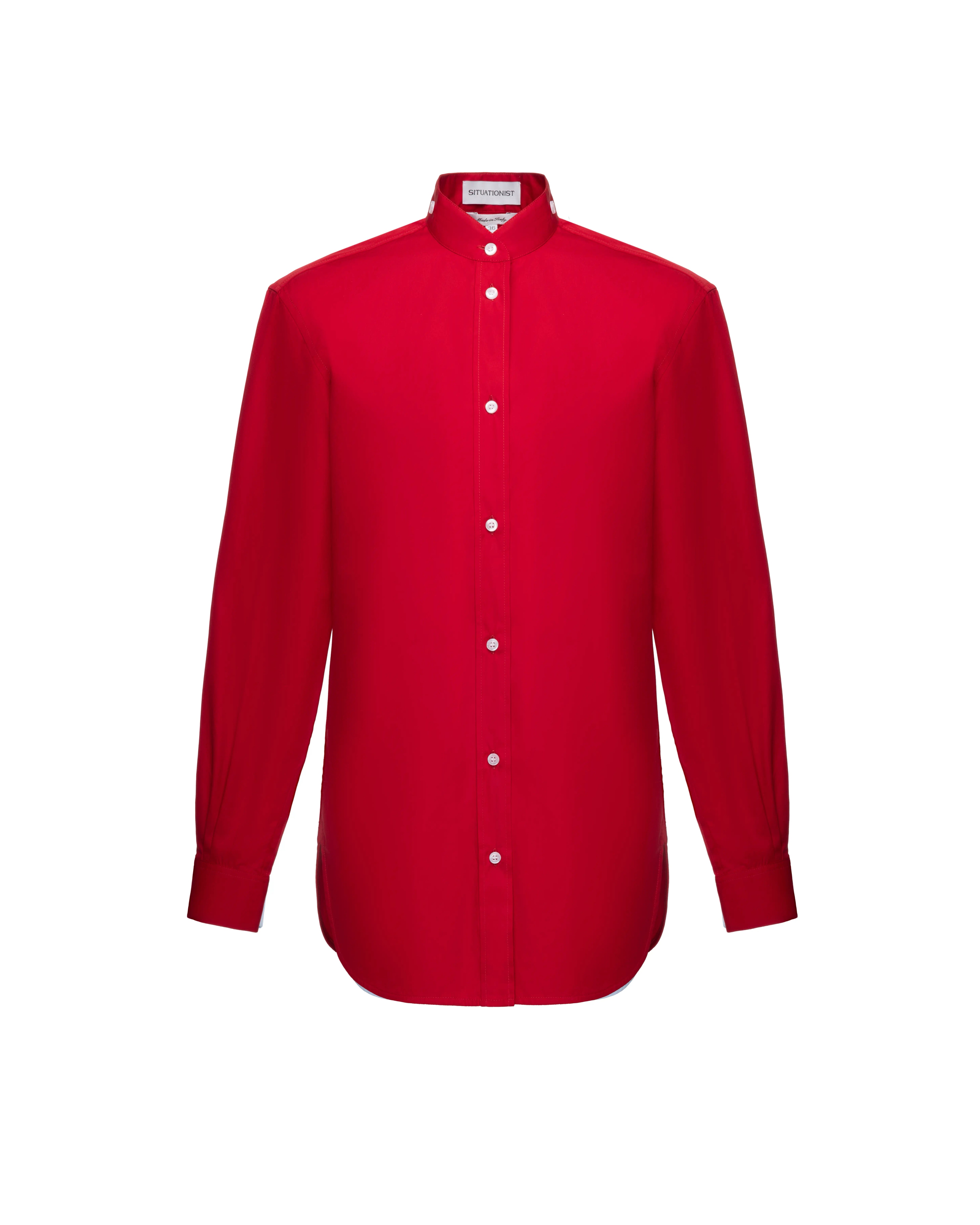 Removable collar shirt in cotton
