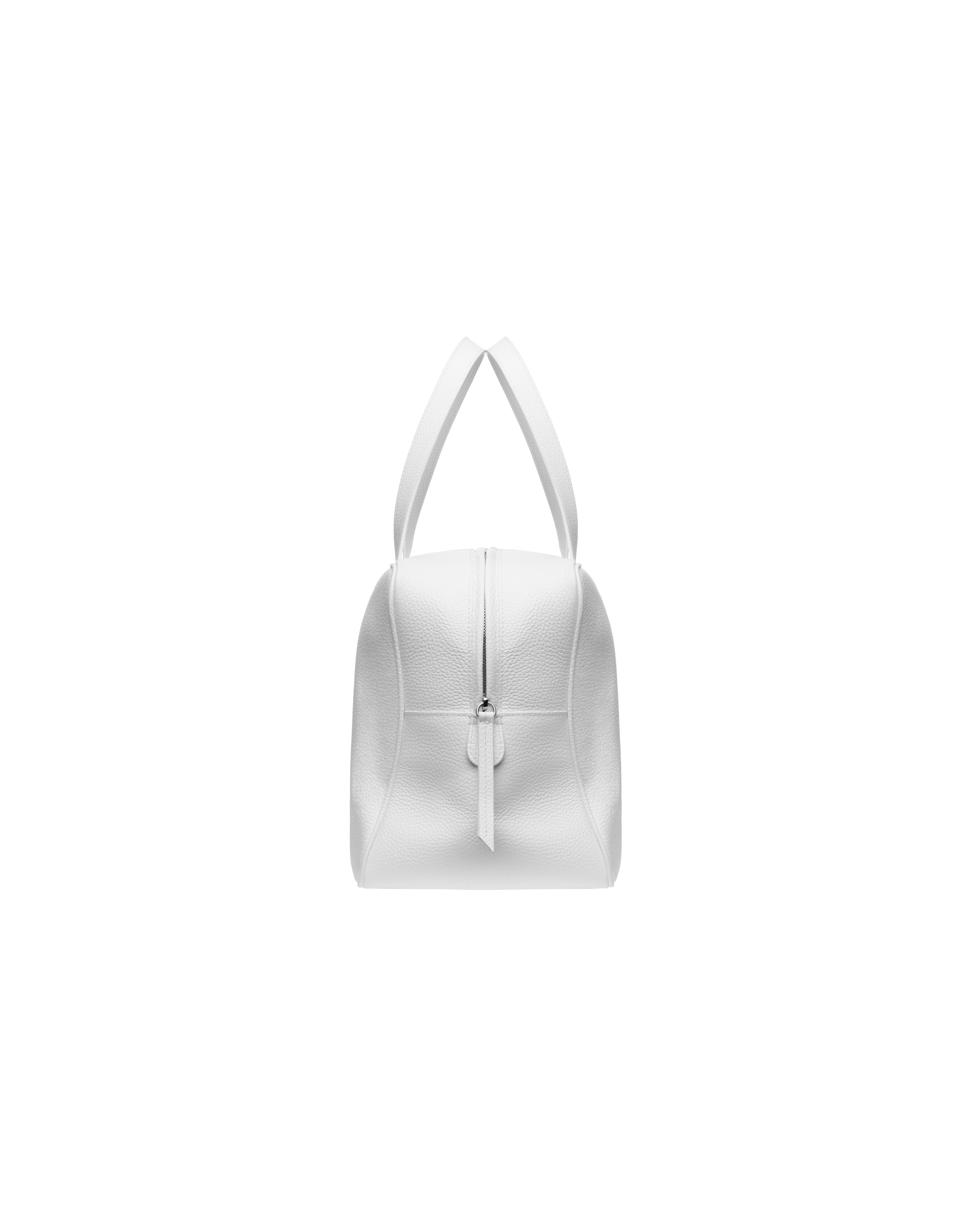 White bowling bag in leather