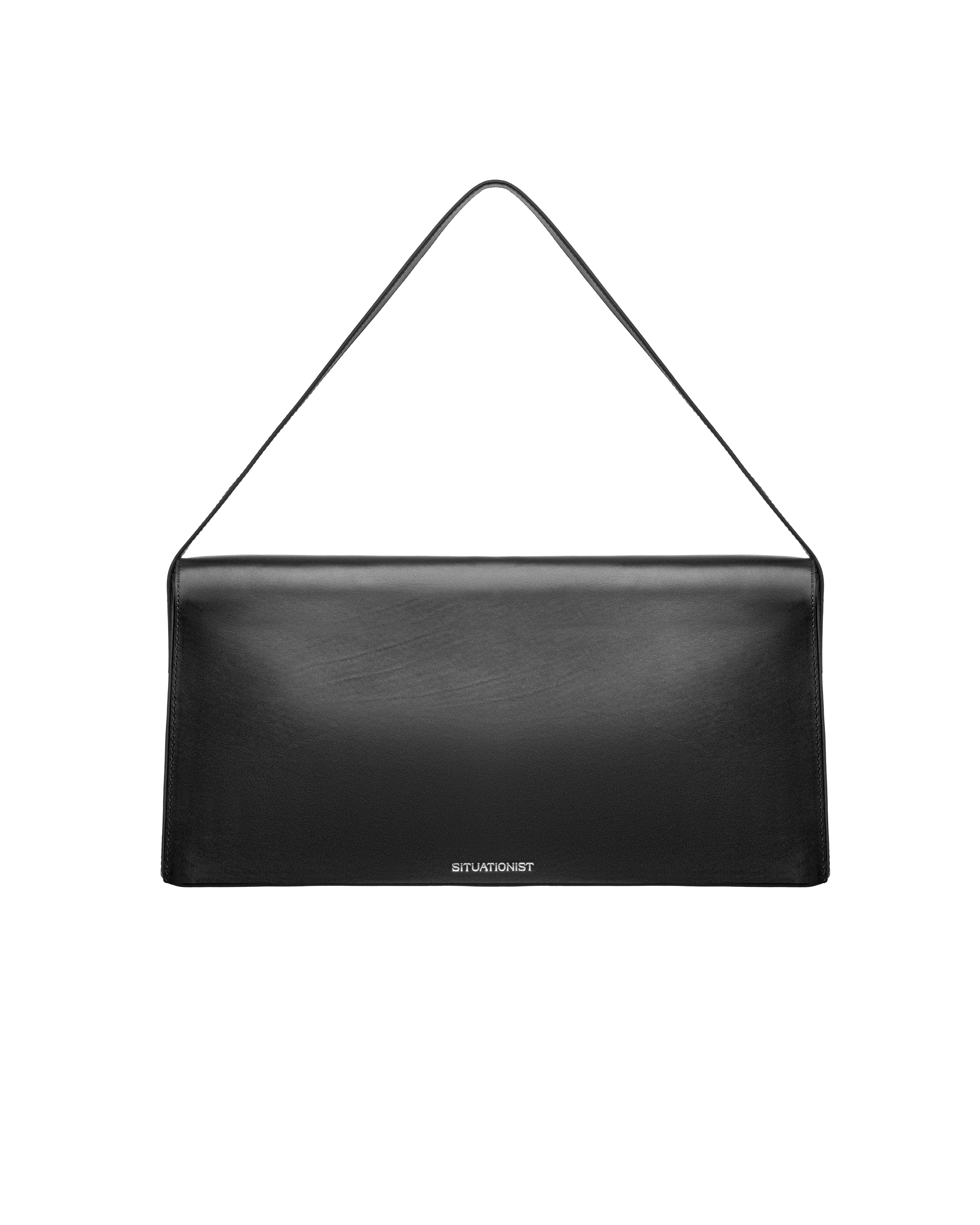 Shoulder bag in black leather 