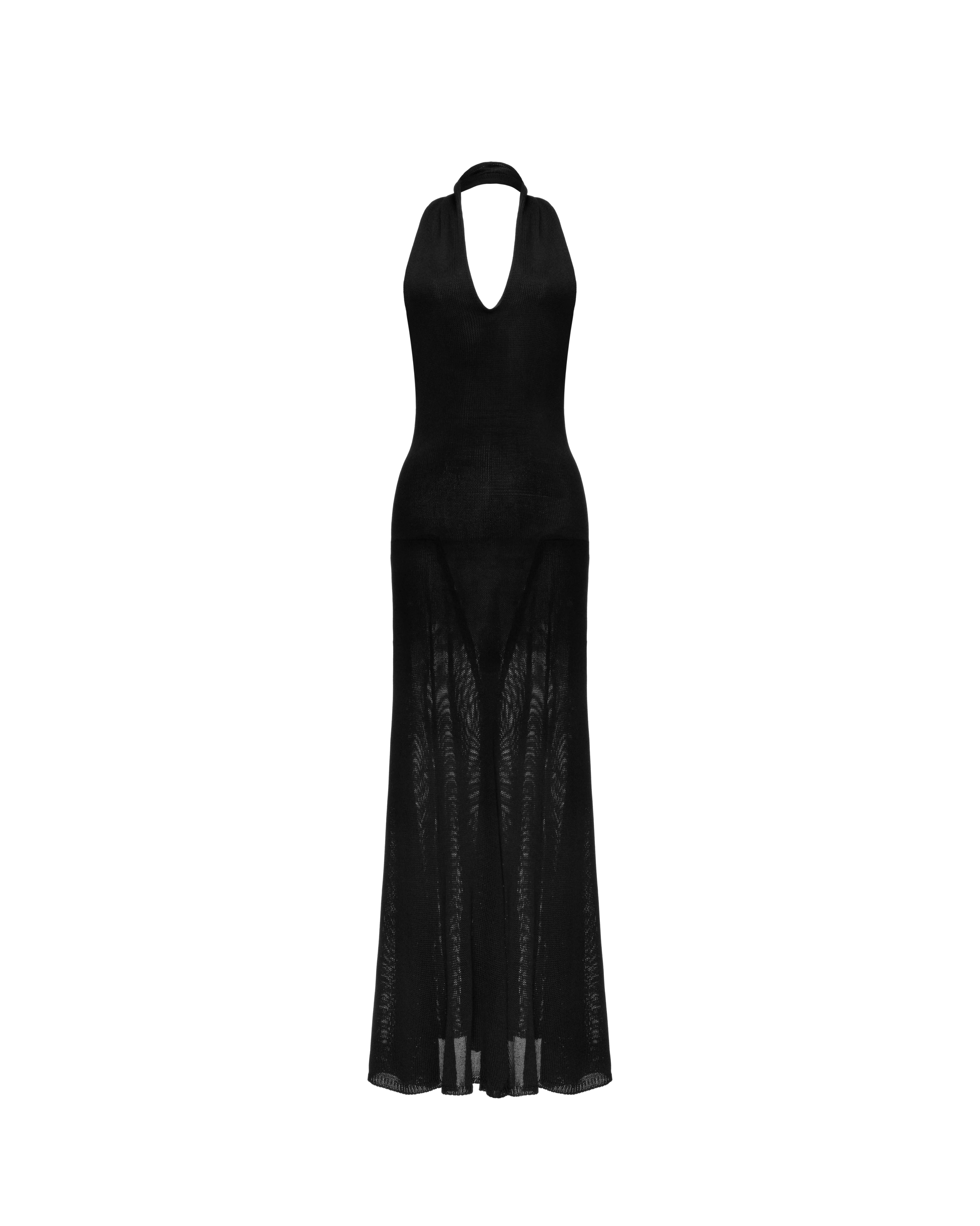 Open-back knit dress in silk
