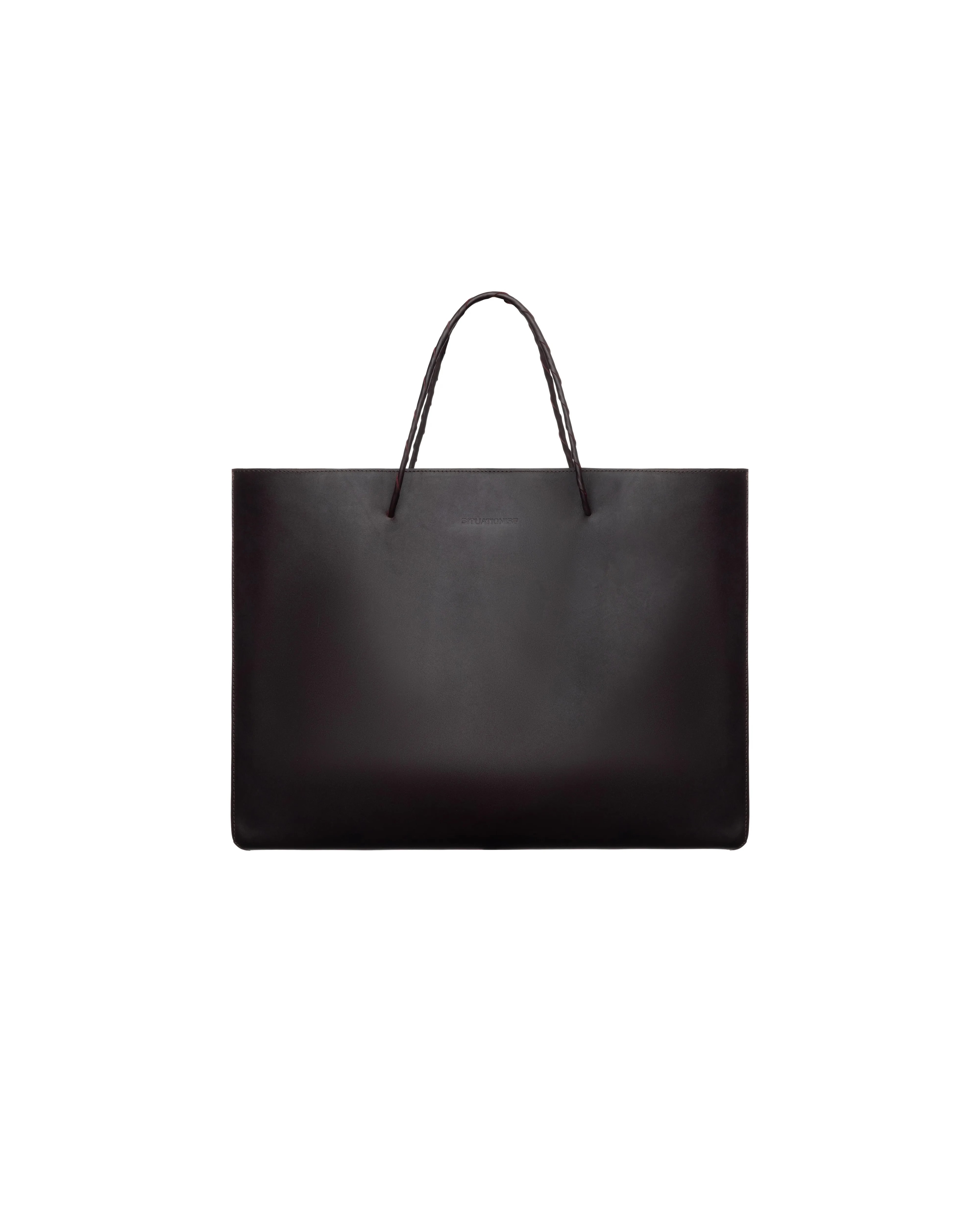 Shopper bag L in leather in brown