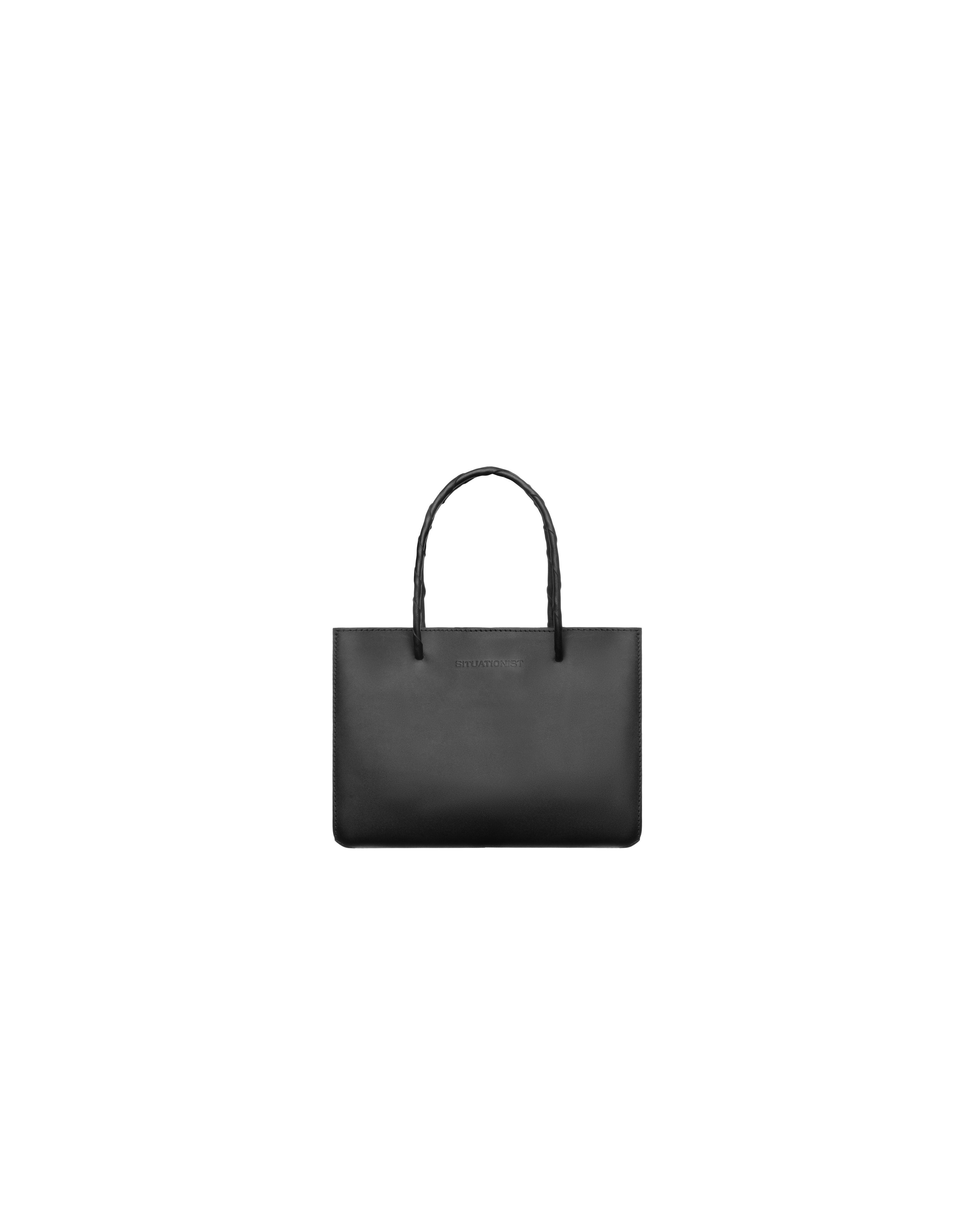 Shopper bag S in leather in black