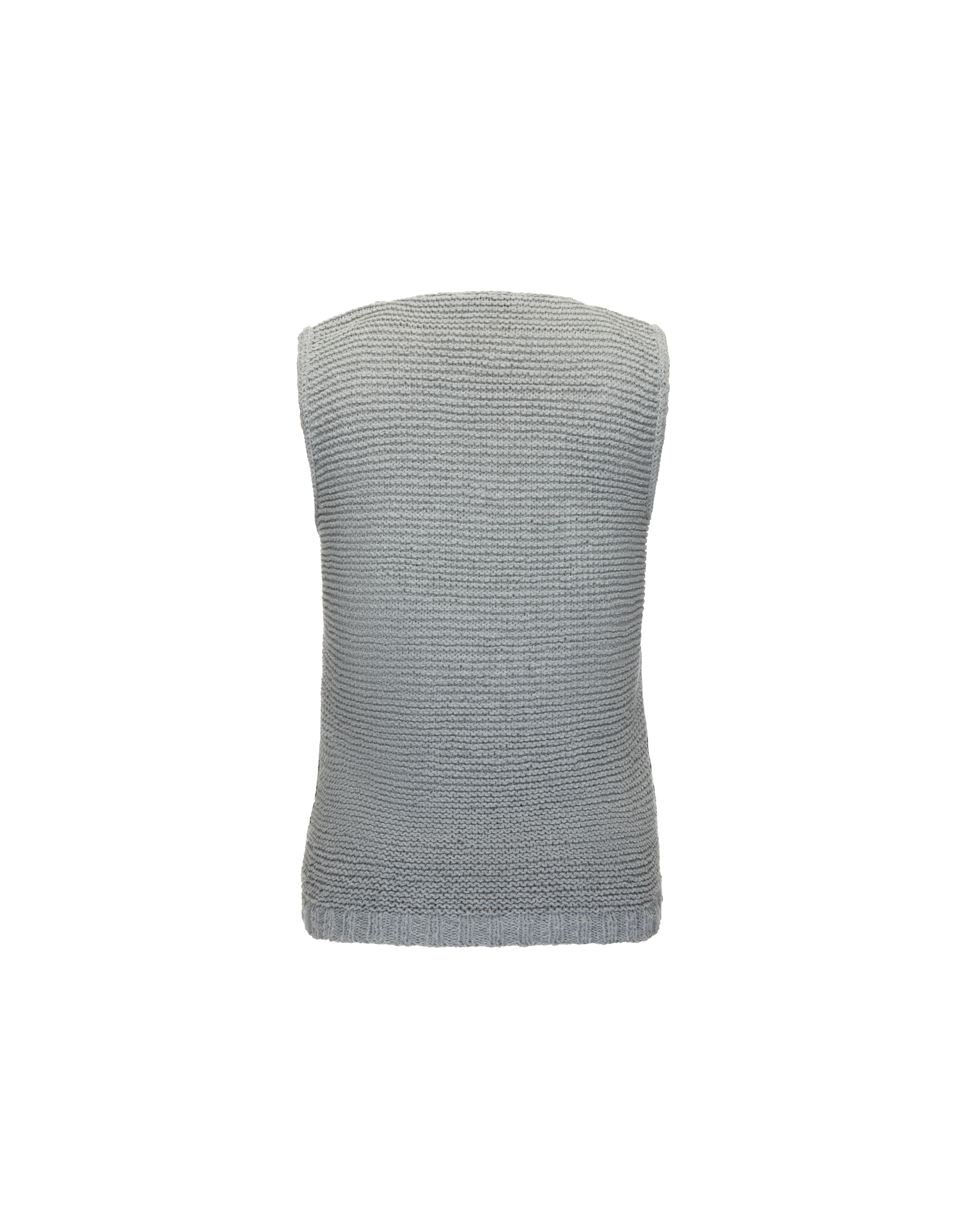 Sleeveless hand-knitted top in cotton blend