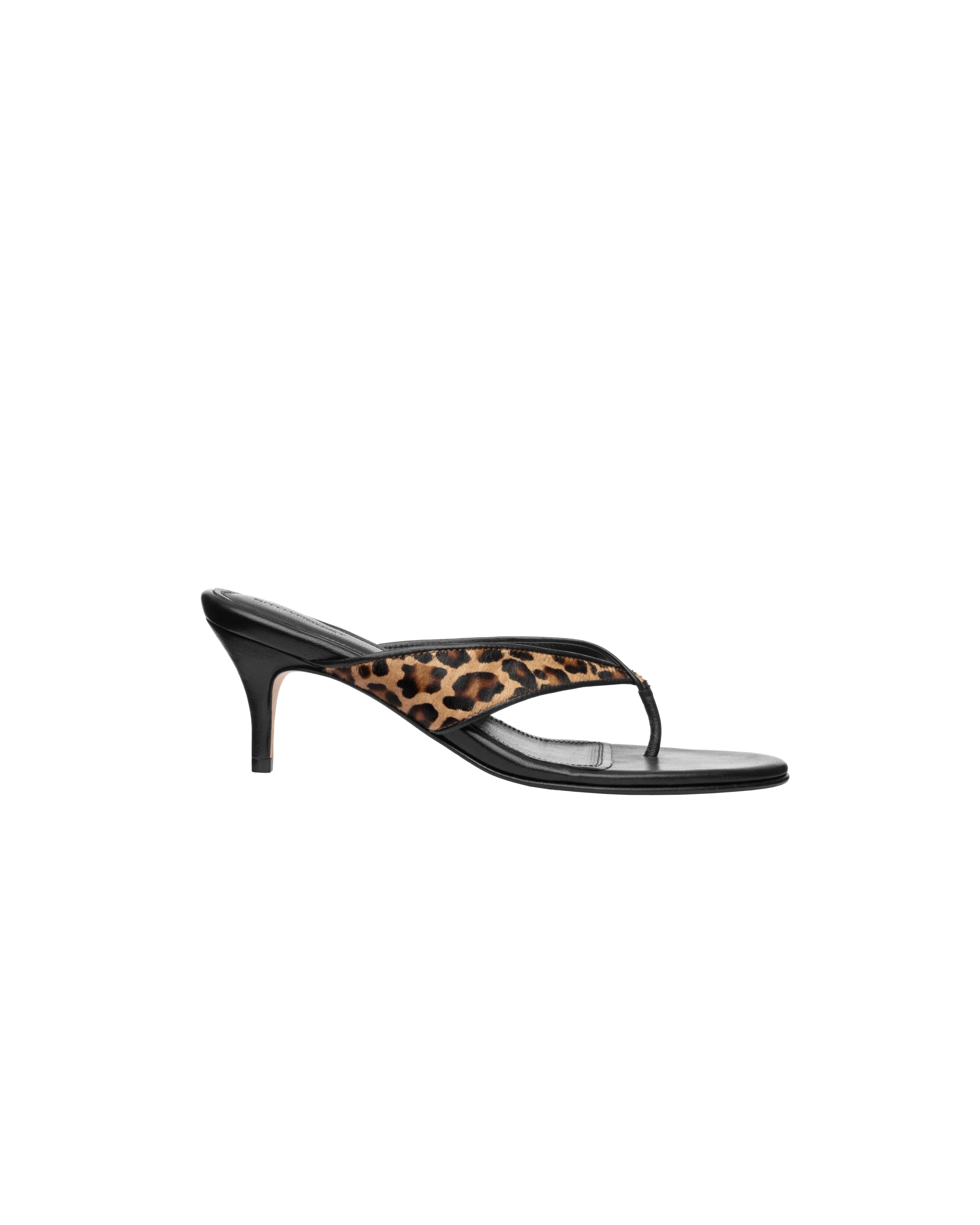 Slip-on thong-style sandals in leather