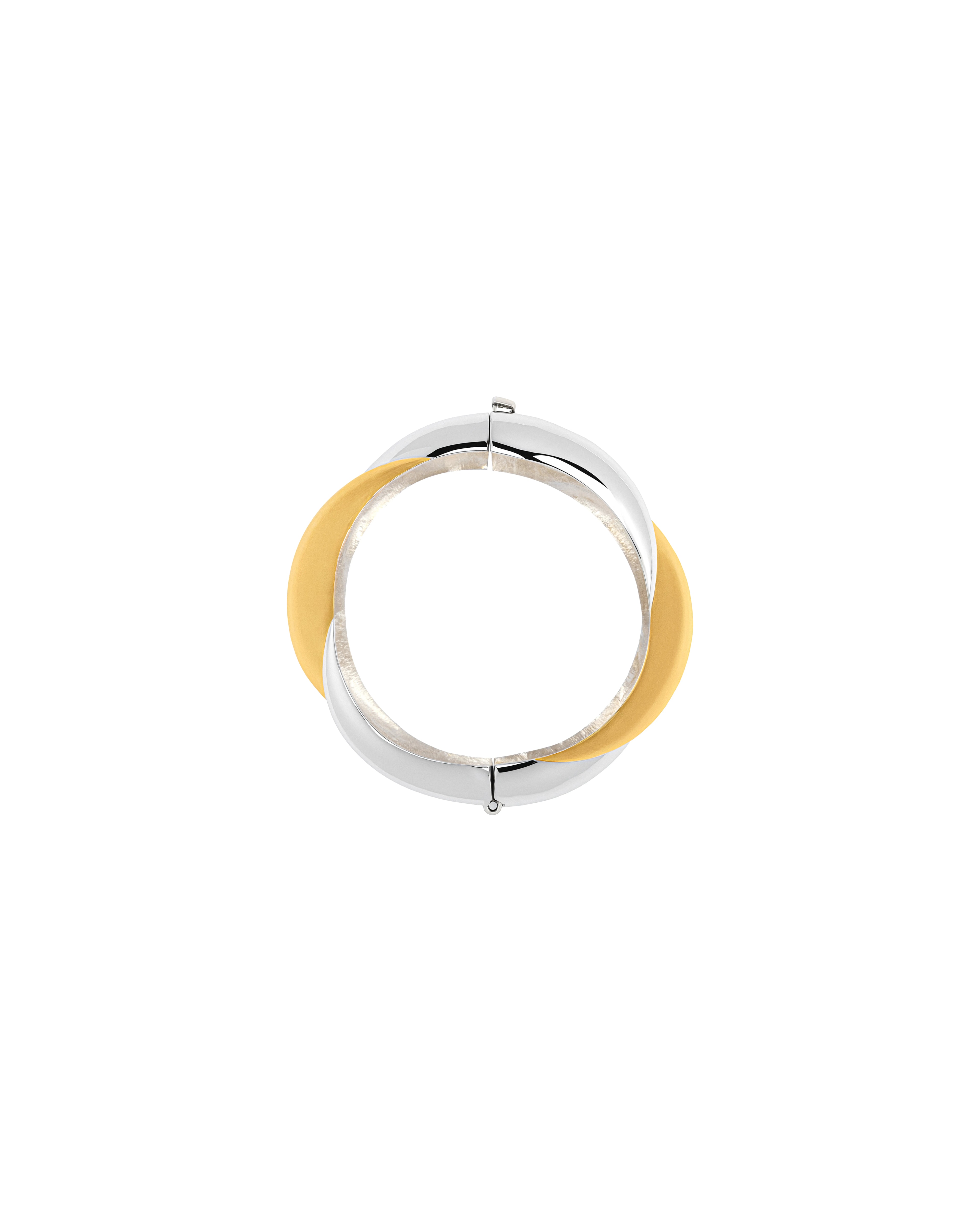 Interlocking two-tone cuff bracelet