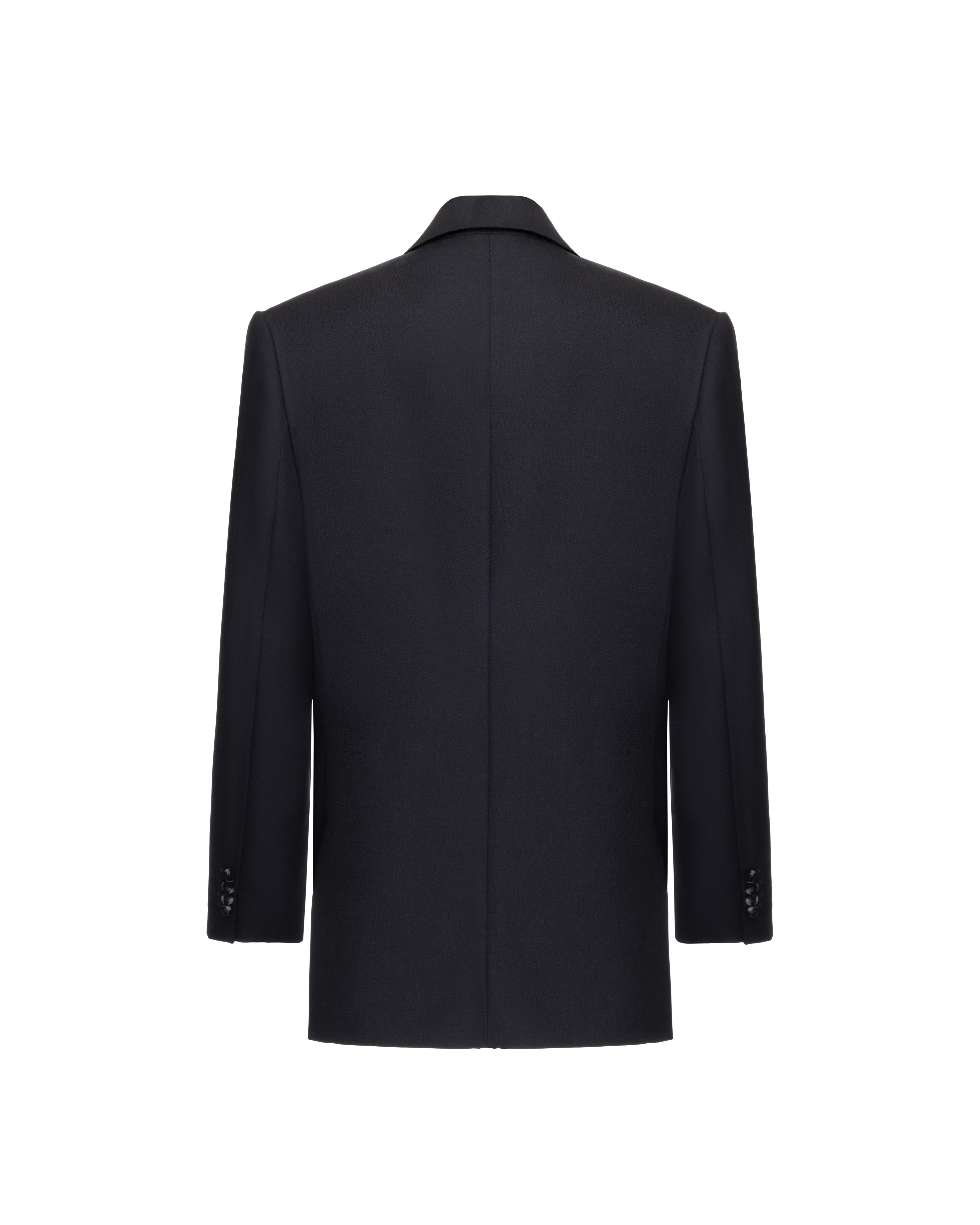 Asymmetric front jacket in wool