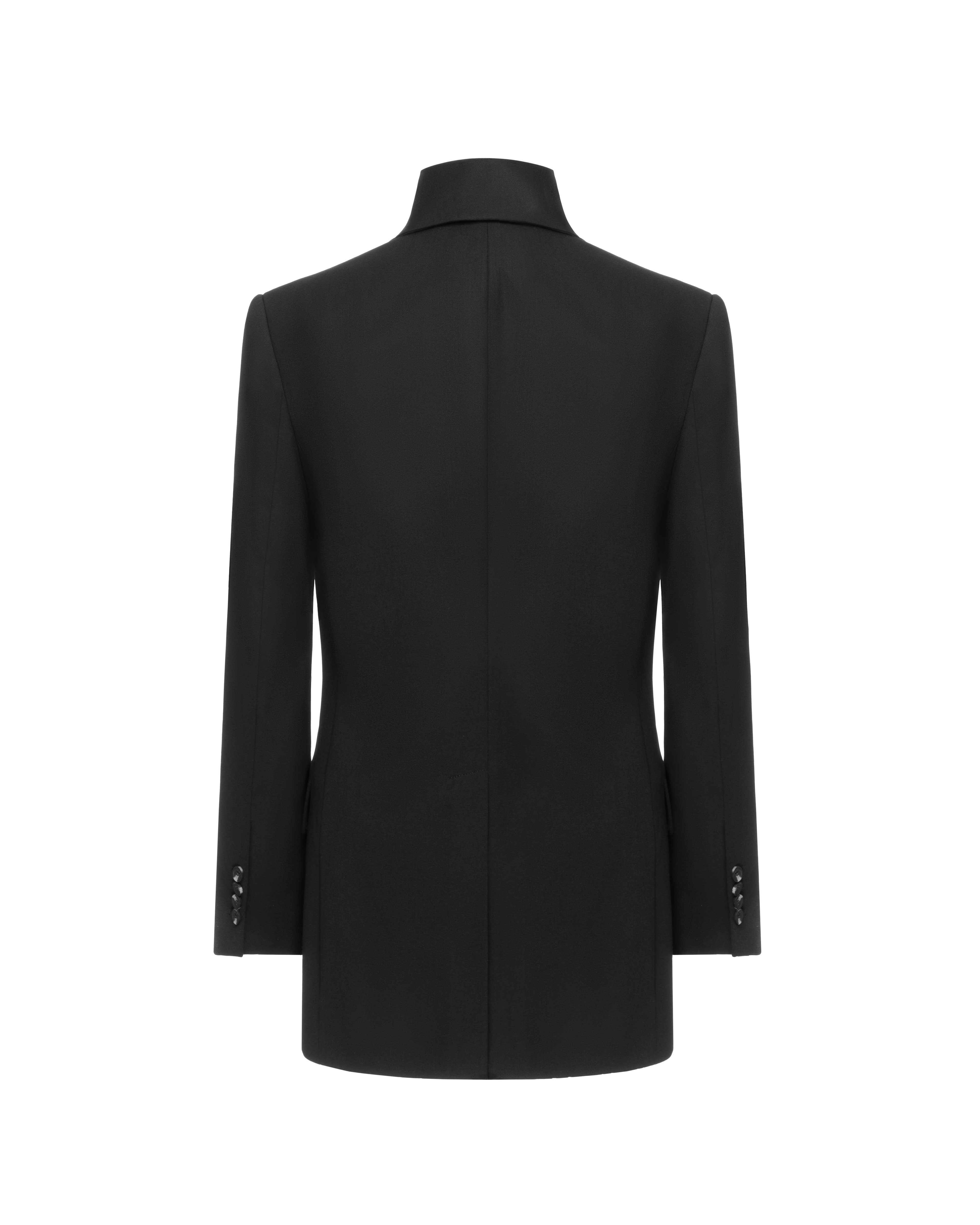 Single-breasted jacket with high neck in wool