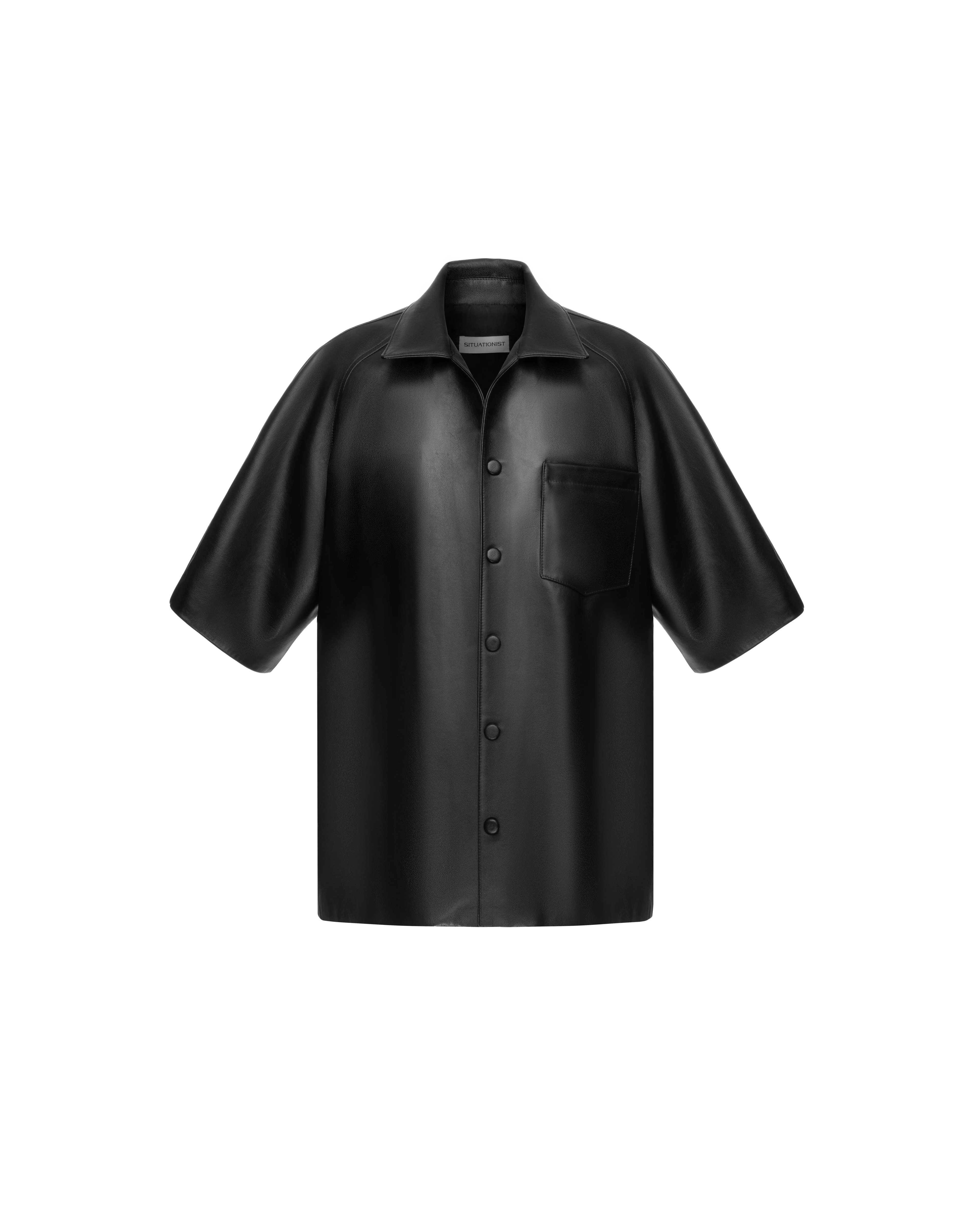 Short-sleeve shirt in leather