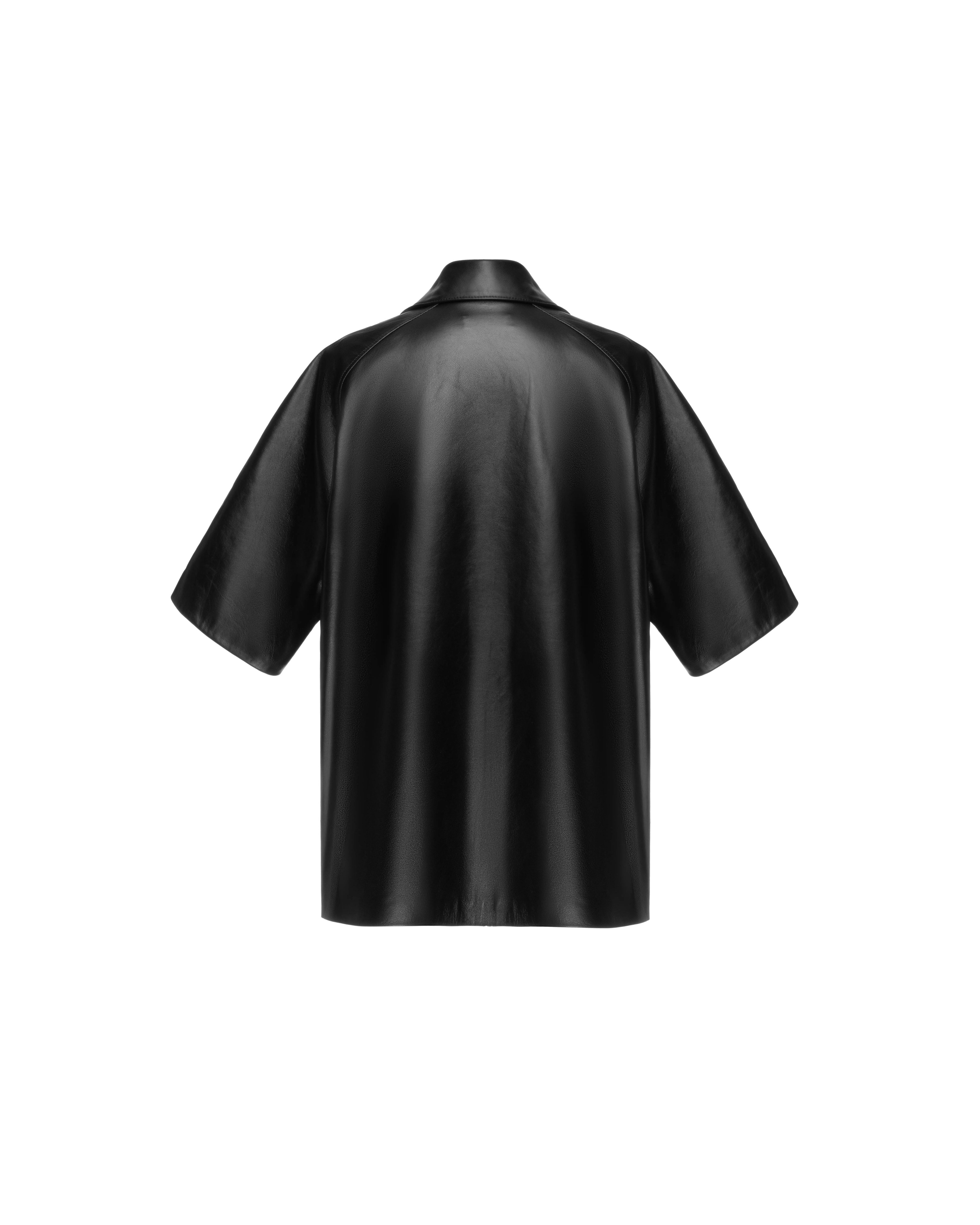Short-sleeve shirt in leather