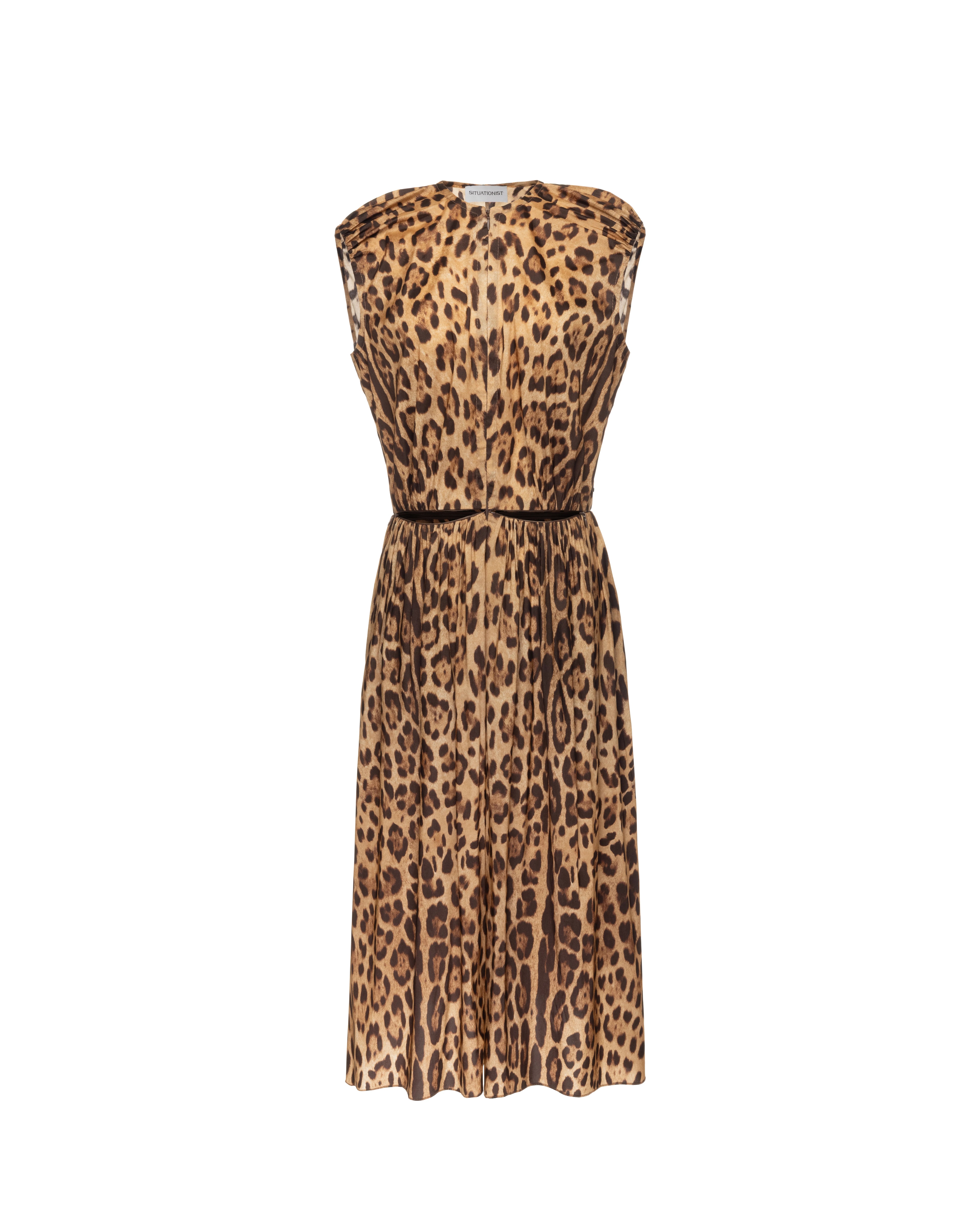 Sleeveless midi dress in silk
