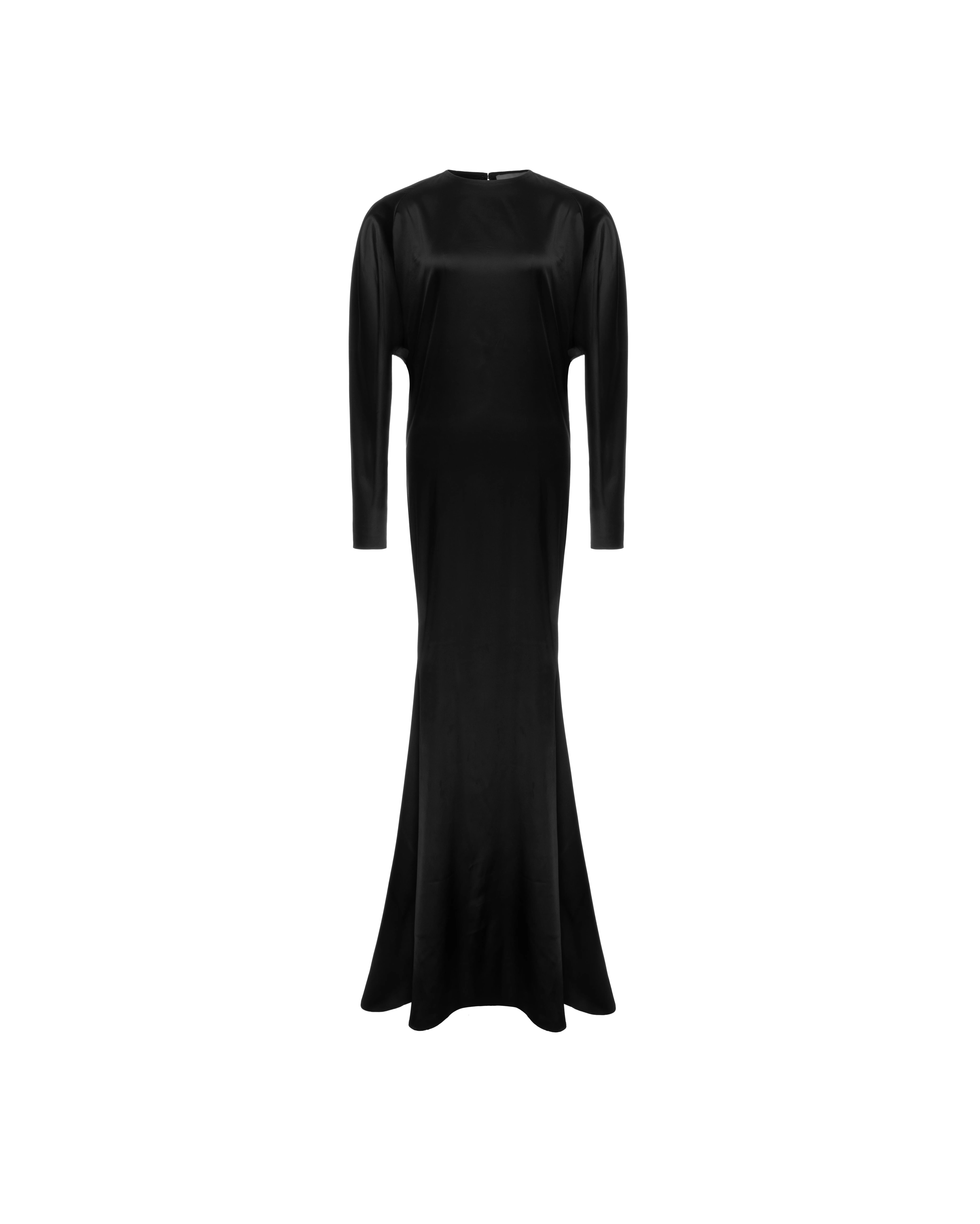 Long sleeve maxi dress in silk