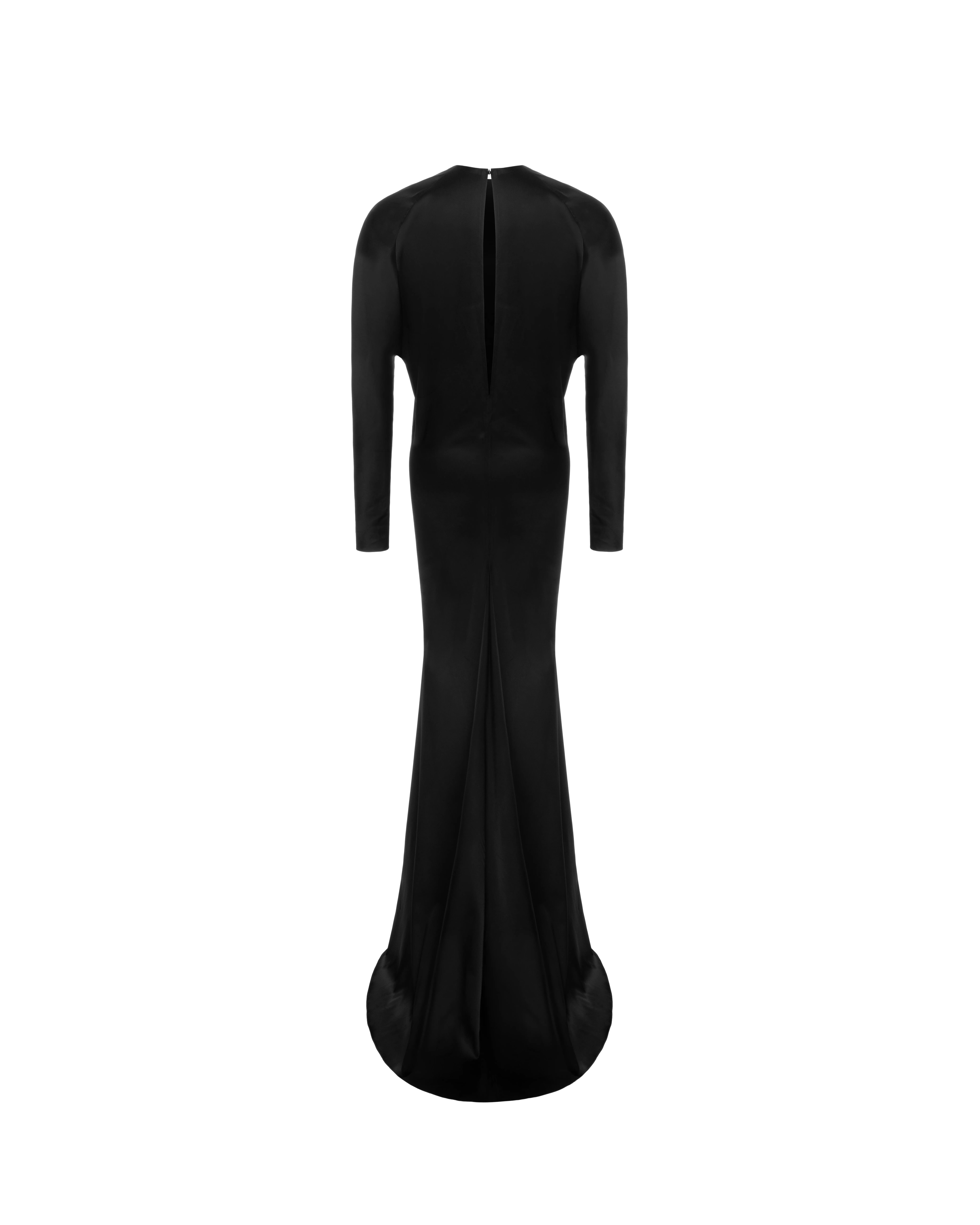 Long sleeve maxi dress in silk