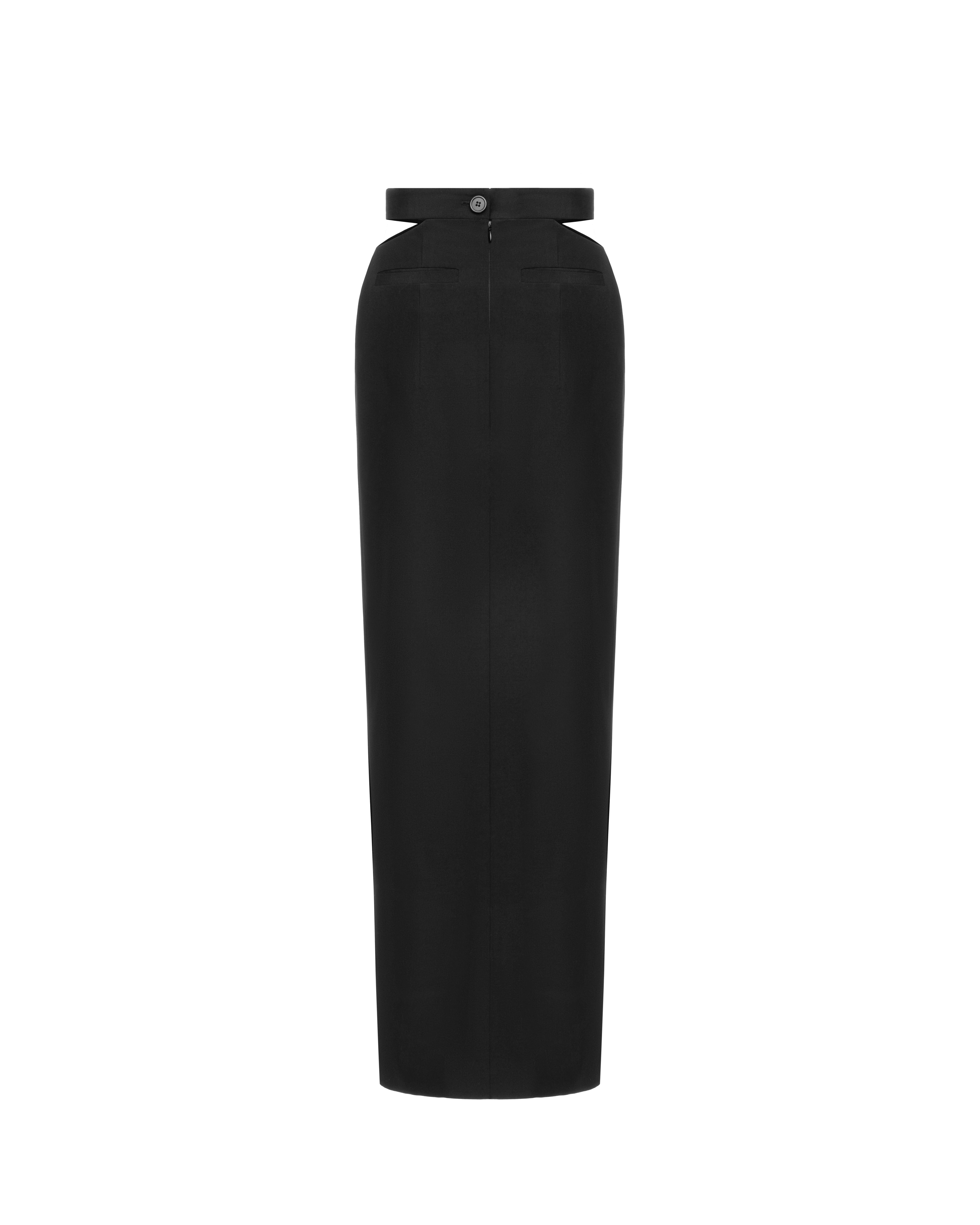 Belted maxi skirt in wool