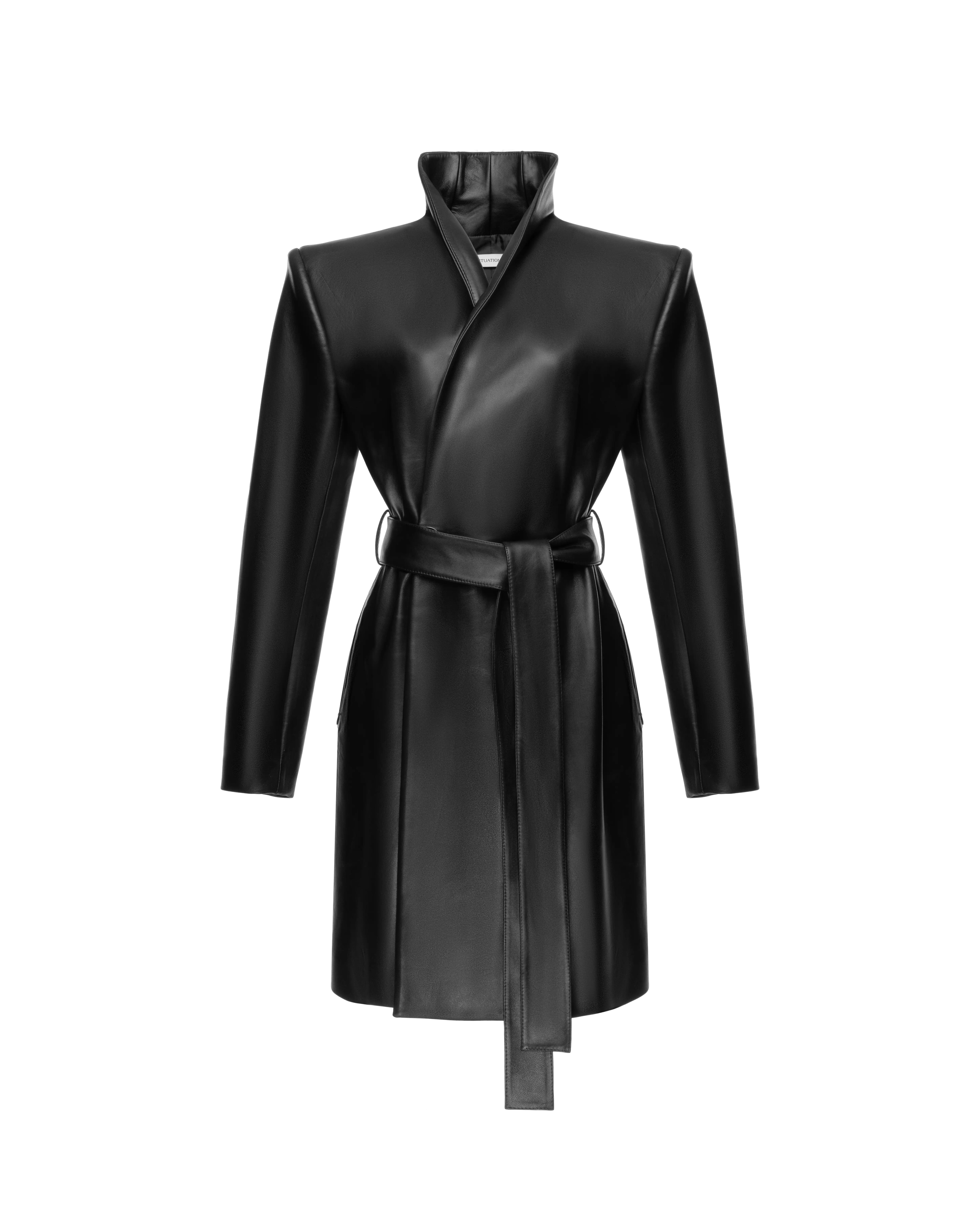 Wrap coat in leather