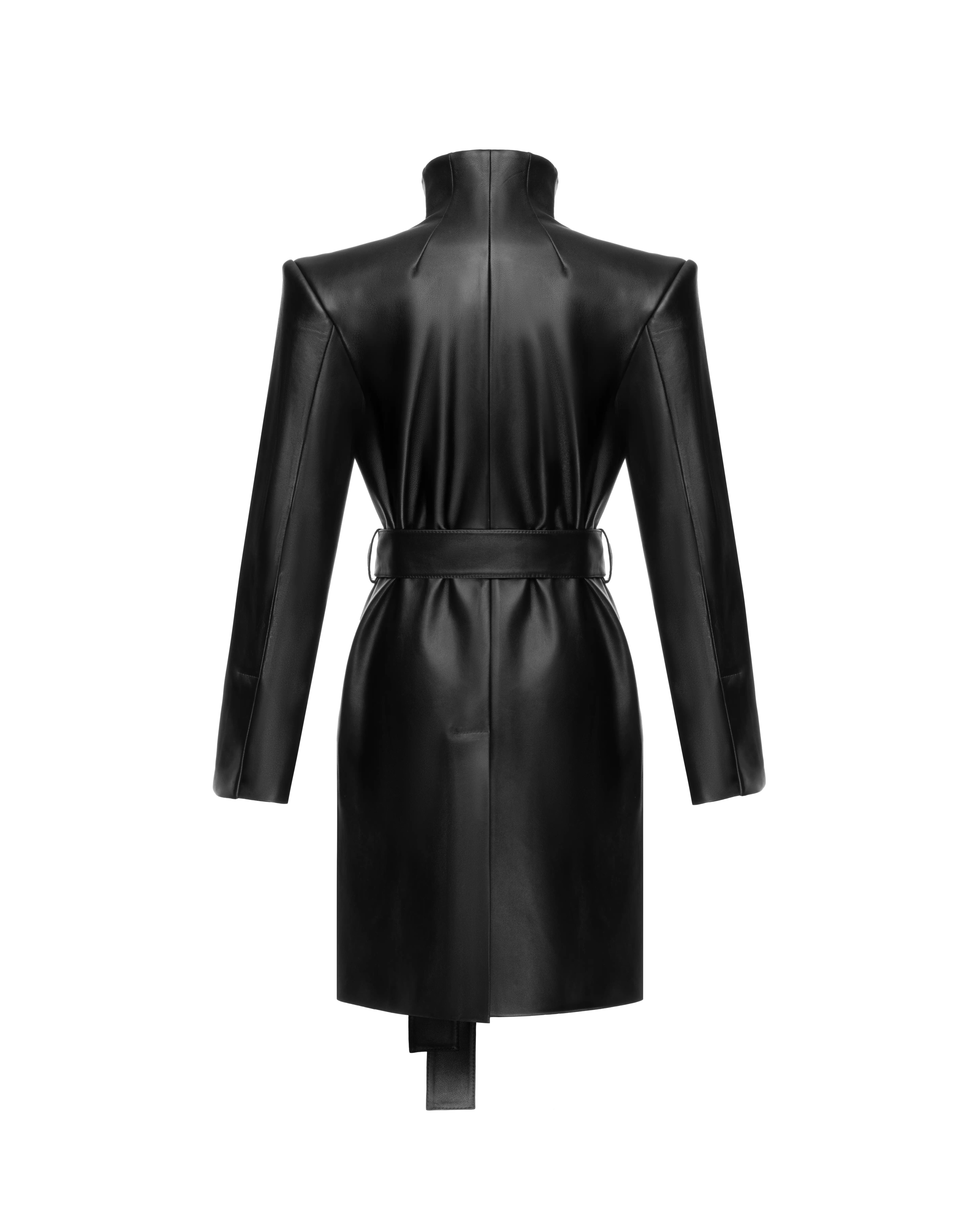 Wrap coat in leather