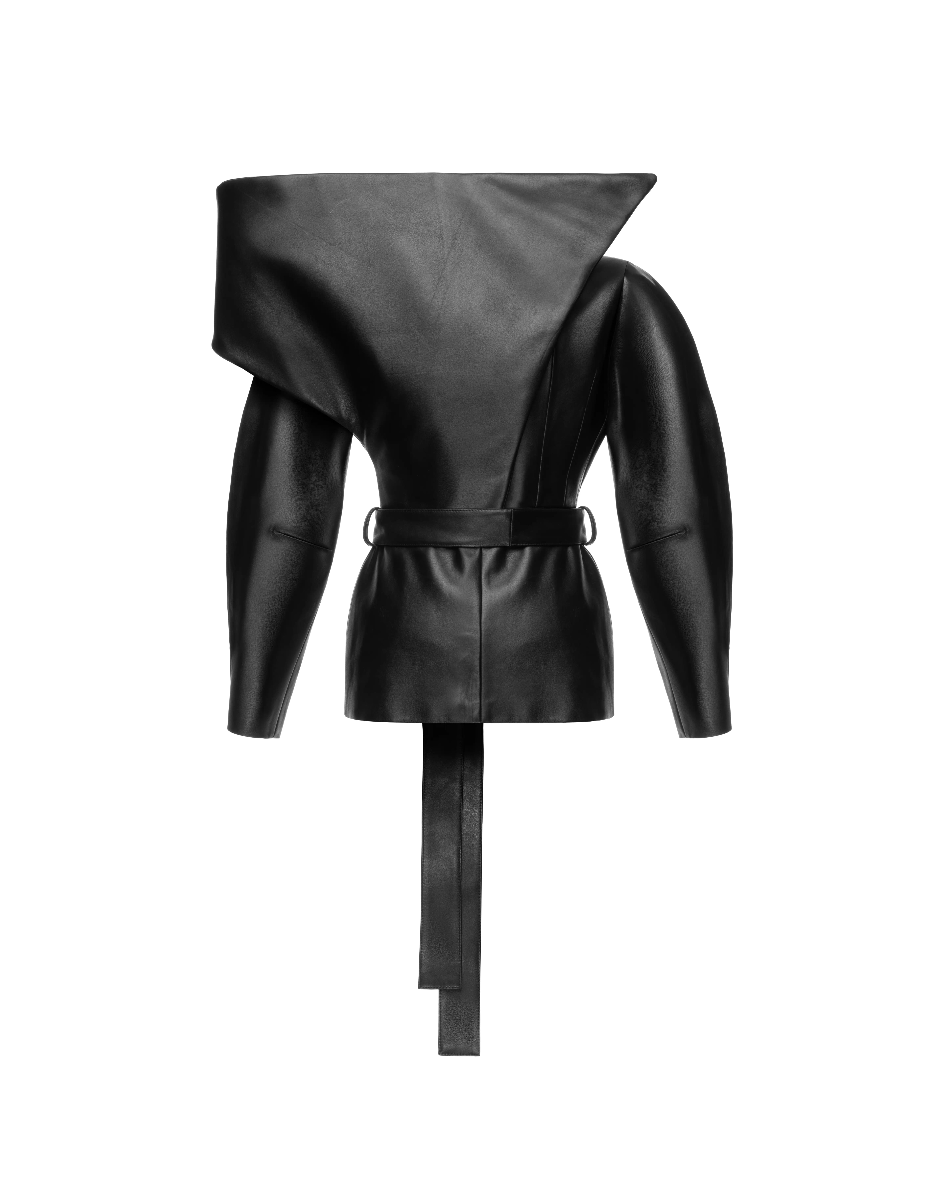 Sculpted jacket in leather