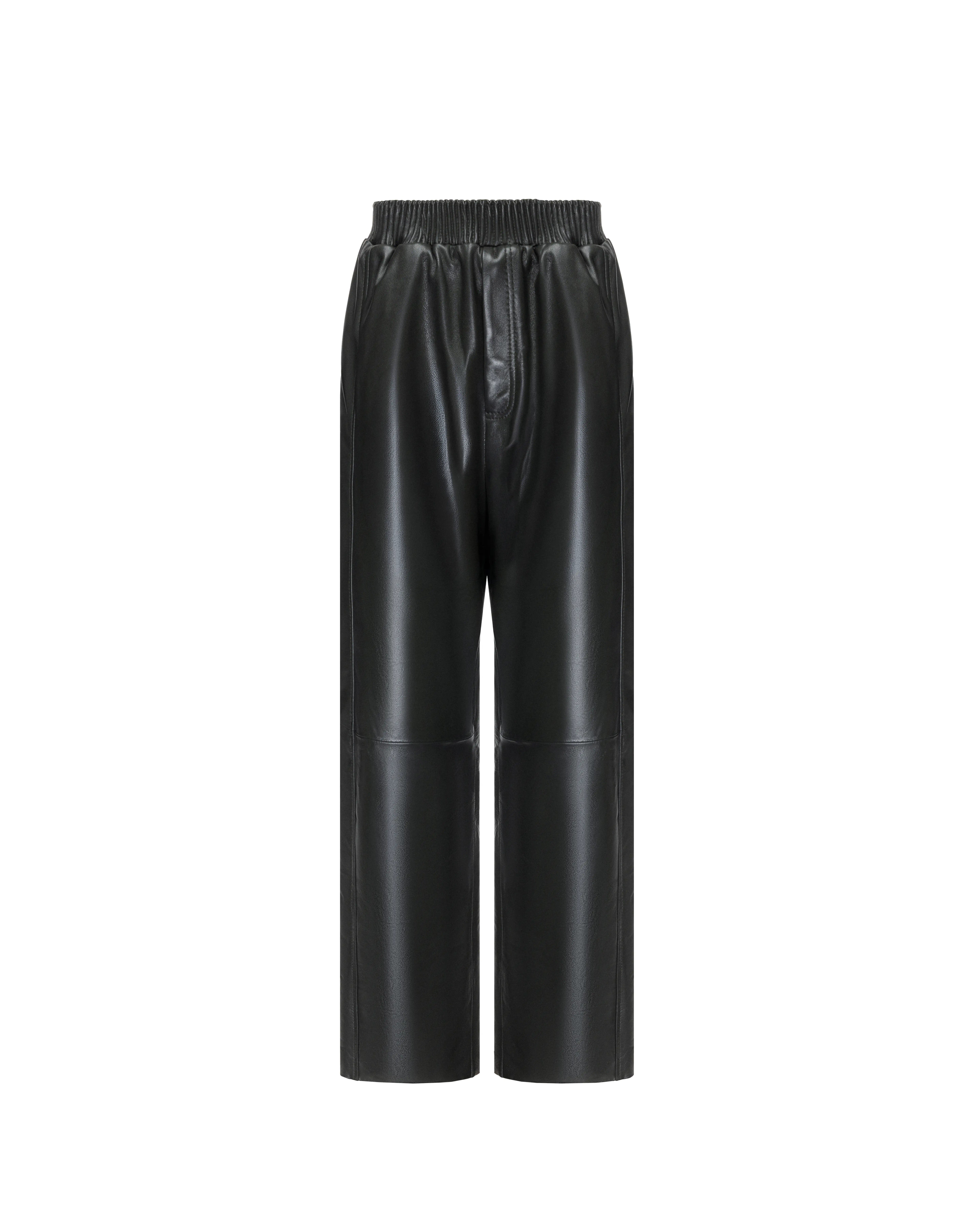 Straight-leg pants in leather