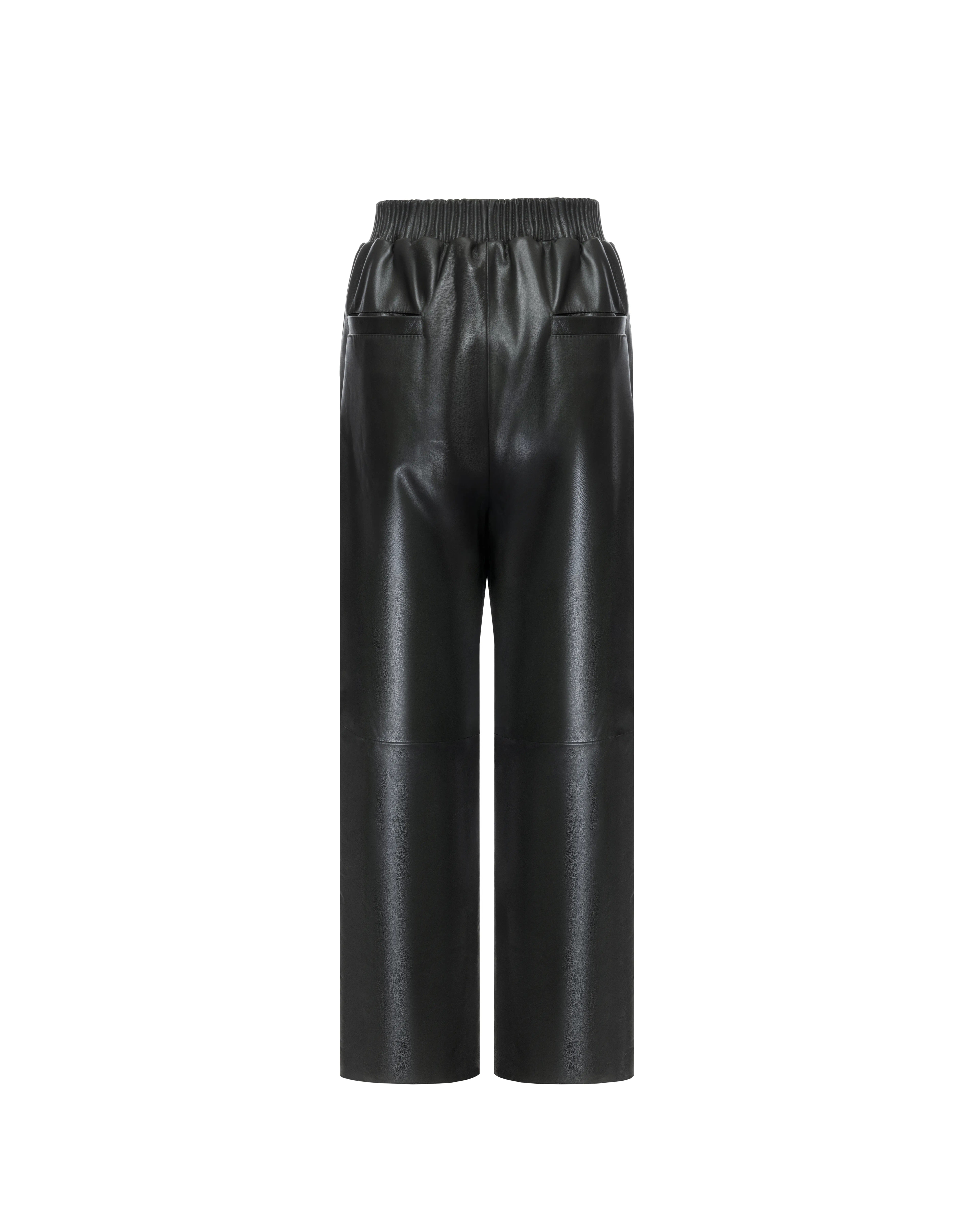 Straight-leg pants in leather