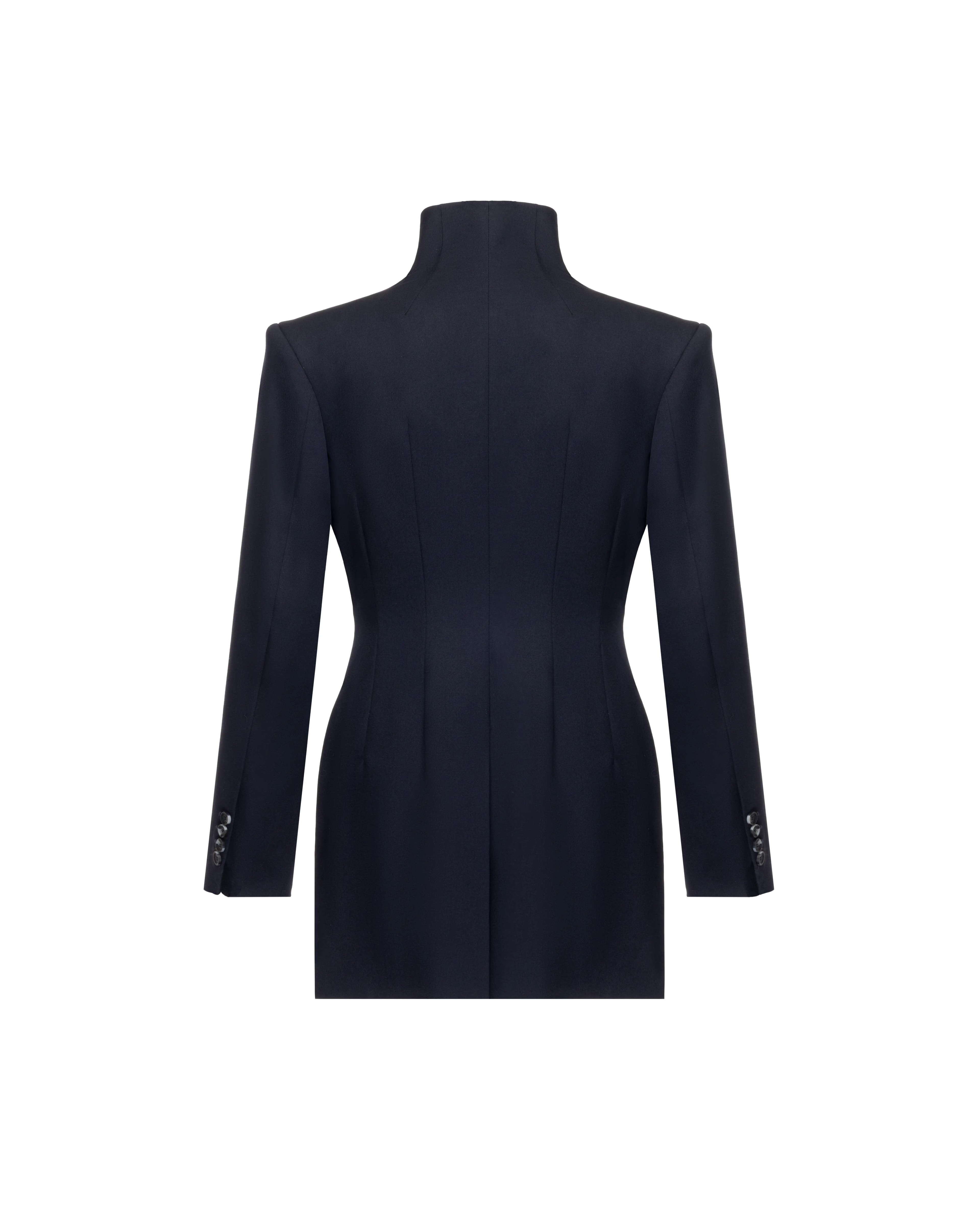 High collar jacket in wool