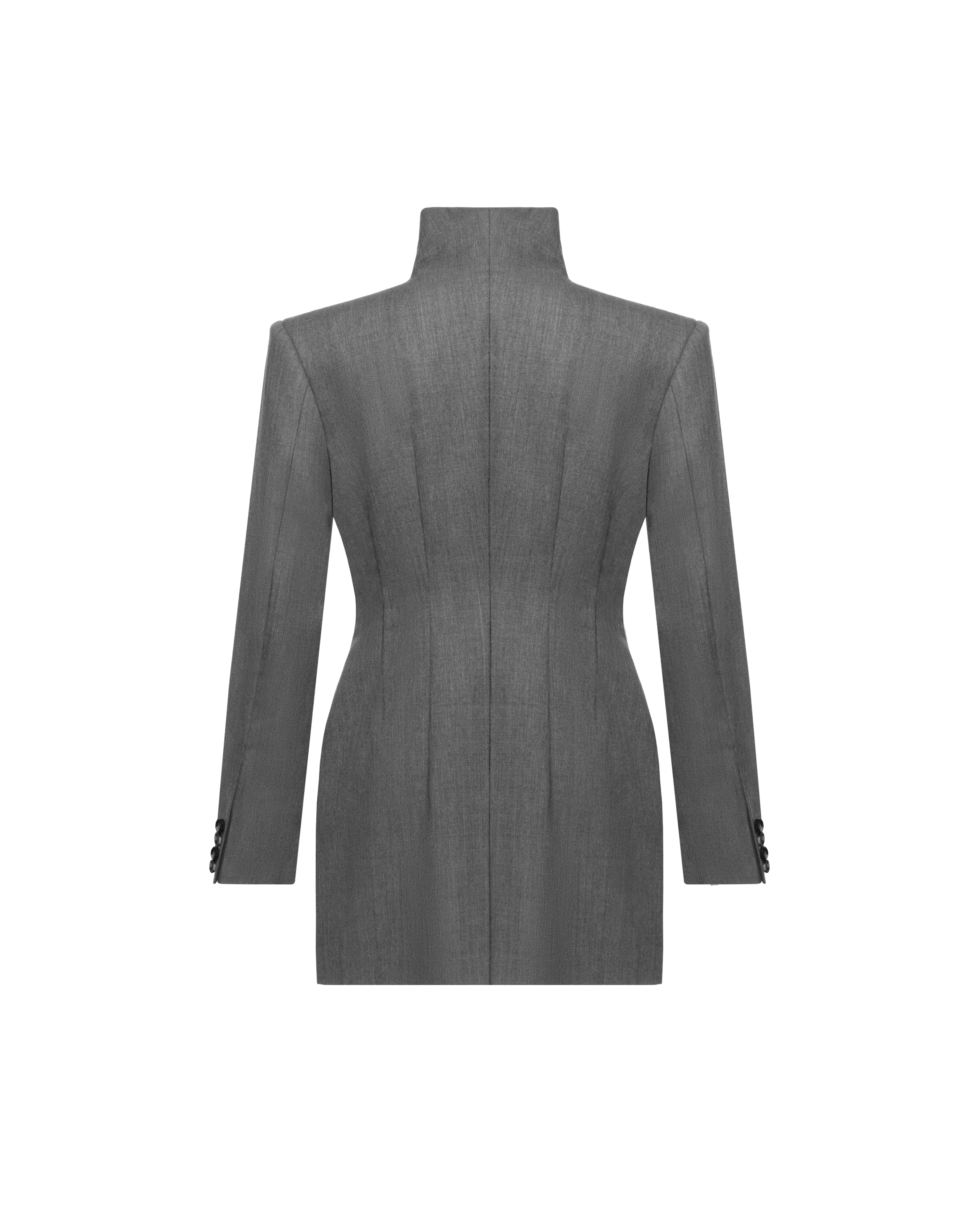 High collar jacket in wool